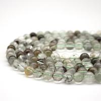 Green Phantom Quartz Bead, Rund, polerad, DIY, blandade färger, Såld Per 38 cm Strand