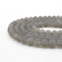 Natural Grey Agaat kralen, Grijze Agaat, Ronde, gepolijst, DIY & frosted, grijs, Per verkocht 38 cm Strand