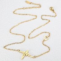 Brass Necklace with 1.97 extender chain Electrocardiographic plated fashion jewelry & for woman golden Length 47 cm Sold By PC