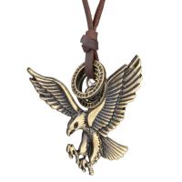 Zinklegering halskettingen, Zinc Alloy, met lederen koord, Eagle, plated, mode sieraden & uniseks, 60x55mm, Lengte 80 cm, Verkocht door PC