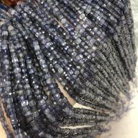 Iolit Bead, Kub, DIY & fasetterad, svart, 4x4mm, Såld Per Ca 15 inch Strand