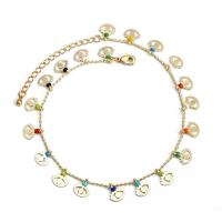 Messing Armbanden, met Glas rocailles, met 2.17 extender keten, gold plated, mode sieraden, gouden, nikkel, lood en cadmium vrij, Lengte 9.65 inch, Verkocht door PC