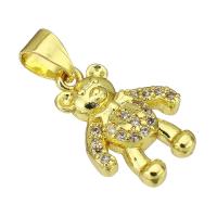 Cubic Zirconia Micro Pave Brass Pendant Bear gold color plated micro pave cubic zirconia Approx 3mm Sold By Lot