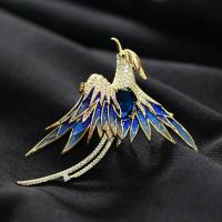 Cubic Zirconia Broche, metal, Pájaro, chapado, micro arcilla de zirconia cúbica & para mujer & pegamento de gota, más colores para la opción, libre de níquel, plomo & cadmio, 61x63mm, Vendido por UD