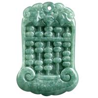 jade Pendentif, gravé, vert, 43.50x29x6.50mm, Vendu par PC