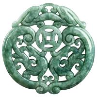 jade Pendentif, gravé, vert, 53x6mm, Vendu par PC