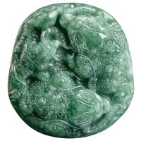 Jadite Pendel, Carved, grøn, 54.50x12.50x51mm, Solgt af PC