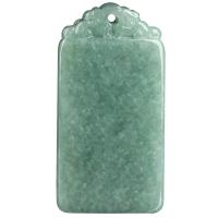 jade Pendentif, gravé, vert, 39x20.50x5.50mm, Vendu par PC