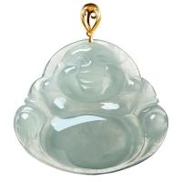 jade Pendentif, bouddha, vert, 32x31x6.50mm, Vendu par PC