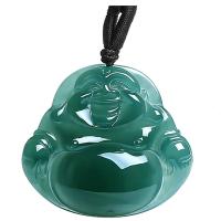 jade Pendentif, bouddha, gravé, vert, 23x28x5.50mm, Vendu par PC