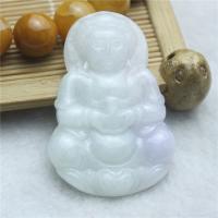 Jadite Hanger, Guanyin, Gesneden, erwtengroen, 51x35x6mm, Verkocht door PC