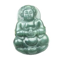 Jadite Hanger, Guanyin, gepolijst, groen, 51x35x6mm, Verkocht door PC