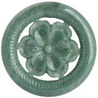 jade Pendentif, Rond, gravé, vert, 56x6mm, Vendu par PC