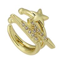 Messing Cuff fingerring, mode smykker & for kvinde & med rhinestone, gylden, 14x9x12.50mm, 10pc'er/Lot, Solgt af Lot