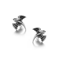 Titanium Staal Earring, Draak, silver plated, mode sieraden & zwart maken, zilver, 13.30x13mm, Verkocht door PC