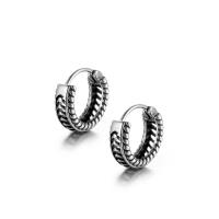 Cruach Tíotáiniam Huggie Hoop Earring, dath airgid plated, jewelry faisin & blacken, airgid, 5.20x14.20mm, Díolta De réir PC