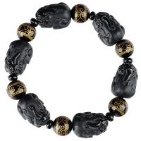 Jadite Bracelet, Fabulous Beast fiáin, unisex, dubh, 22x16x13.20mm, Fad Thart 7.09 Inse, Díolta De réir PC