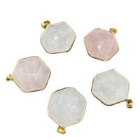 Natuurlijke Quartz Hangers, met Messing, Hexagram, gold plated, uniseks & gefacetteerde, meer kleuren voor de keuze, 28-30mmx22-24mm, Verkocht door PC