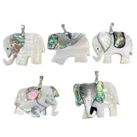 Natürliche Mosaik Schale Anhänger, Seeohr Muschel, mit Weiße Muschel, Elephant, unisex, keine, 45-50mmx35-40mm, verkauft von PC