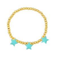 Pulseras de latón, metal, Estrella, chapado en color dorado, esmalte, más colores para la opción, libre de níquel, plomo & cadmio, 10x10mm, longitud 6.69 Inch, Vendido por UD