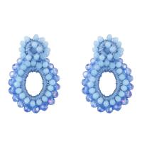 Boucles d'oreilles cristal, avec Fibre de polyester & laiton, bijoux de mode, plus de couleurs à choisir, protéger l'environnement, sans nickel, plomb et cadmium, 54x35mm, Vendu par paire