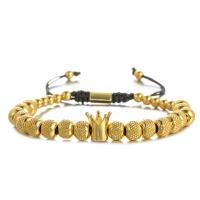 laiton bracelet, couronne, Placage, bijoux de mode & unisexe & styles différents pour le choix, protéger l'environnement, sans nickel, plomb et cadmium, 15mm, Longueur Environ 6.3-10.6 pouce, Vendu par PC