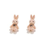 Fluffy Pom Pom Earrings Flocking Fabric with Zinc Alloy Rabbit cute & for woman Sold By Pair