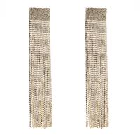 Fashion Fringe Oorbellen, Zinc Alloy, met acryl Strass, plated, voor vrouw, meer kleuren voor de keuze, 30x164mm, Verkocht door pair