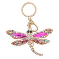 Sleutelhanger, Zinc Alloy, Dragonfly, gold plated, met strass, meer kleuren voor de keuze, 102x125mm, Verkocht door PC