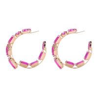 Zinc Alloy Stud Earring gold color plated for woman & with rhinestone Sold By Pair