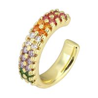 Žalvarinis Cuff Finger Ring, Bižuterijos & moters & su Kalnų krištolas, multi-colored, 3x13x13mm, 10kompiuteriai/Pirkimo, Pardavė Pirkimo