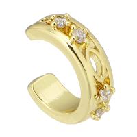 Messing Manchet Finger Ring, mode sieraden & voor vrouw & met strass, gouden, 4x14x12mm, 10pC's/Lot, Verkocht door Lot