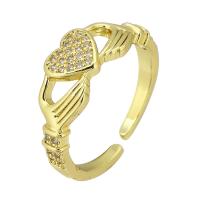 ottone Anelli Cuff, Regolabile & gioielli di moda & per la donna & con strass, dorato, 7mm, 10PC/lotto, Venduto da lotto