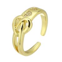 cobre Cuff Ring Finger, Ajustável & joias de moda & para mulher & com strass, dourado, 8mm, 10PCs/Lot, vendido por Lot