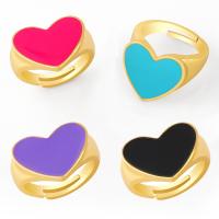 Messing fingerring, Heart, guldfarve belagt, mode smykker & emalje, flere farver til valg, 17mm, Solgt af PC