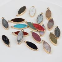 Gemstone Vedhæng Smykker, Natursten, med Messing, Horse Eye, guldfarve belagt, mode smykker & du kan DIY, flere farver til valg, 30x11mm, Solgt af PC