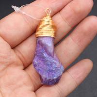 Quartz Gemstone Pendants irregular plated DIY 15x50- Sold By PC