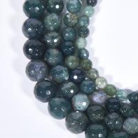 Přírodní Moss Achát Korálky, Moss Agate, Krug, uglađen, možete DIY & faceted, zelen, Prodano Per Približno 14.6 inčni Strand