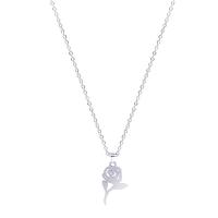 Stainless Steel Jewelry Necklace Rose silver color plated Unisex Length Approx 17.72 Inch Sold By PC