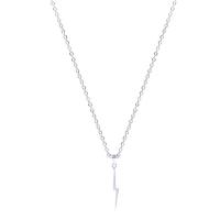 Stainless Steel Jewelry Necklace Lightning Symbol silver color plated Unisex Length Approx 17.72 Inch Sold By PC