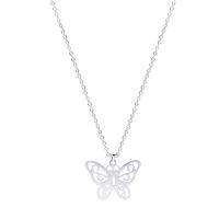 Stainless Steel Jewelry Necklace Butterfly silver color plated Unisex Length Approx 17.72 Inch Sold By PC