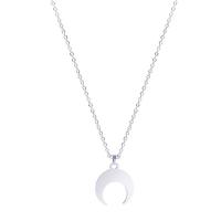 Stainless Steel Jewelry Necklace Moon silver color plated Unisex Length Approx 17.72 Inch Sold By PC