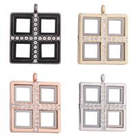 Flydende medaljon vedhæng, Zinc Alloy, med Magnet & Glas & Rhinestone, Square, forgyldt, Unisex, flere farver til valg, nikkel, bly & cadmium fri, 43x36x8mm, Solgt af PC