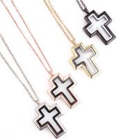 Flytande Locket Necklace, Zink Alloy, med Magnet & Glas, Cross, plated, Unisex, fler färger för val, nickel, bly och kadmium gratis, 45x30x6mm, Längd Ca 24 inch, Säljs av PC