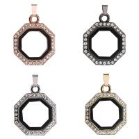 Flydende medaljon vedhæng, Zinc Alloy, med Magnet & Glas & Rhinestone, Hexagon, forgyldt, Unisex, flere farver til valg, nikkel, bly & cadmium fri, 34x23x8mm, Solgt af PC