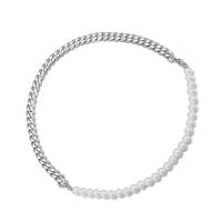 Seiteanna Jewelry Cruach dhosmálta, le Pearl Plaisteacha, plátáilte, unisex & stíleanna éagsúla do rogha, 8mm, Díolta De réir PC