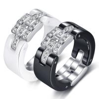 Porcelæn Fingerring, Unisex & forskellig størrelse for valg & Micro Pave cubic zirconia, flere farver til valg, 8mm, Størrelse:6-10, Solgt af PC