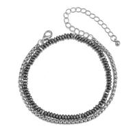 Hématite bracelet, Placage de couleur platine, 2 pièces & unisexe, Longueur Environ 7.3-7.6 pouce, Vendu par PC