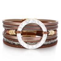 PU leder koord armbanden, met Zinc Alloy, multilayer & voor vrouw, meer kleuren voor de keuze, Lengte Ca 7.55 inch, 2PC/Lot, Verkocht door Lot