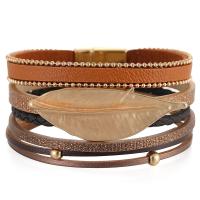 Pulseras de Cordón de PU, Cuero de PU, con aleación de zinc, chapado en color dorado, multicapa & para mujer, más colores para la opción, 20mm, longitud aproximado 7.56 Inch, 2PC/Grupo, Vendido por Grupo